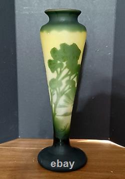 Antique French Art Nouveau LA ROCHERE Cameo Glass Vase, 13.75 high