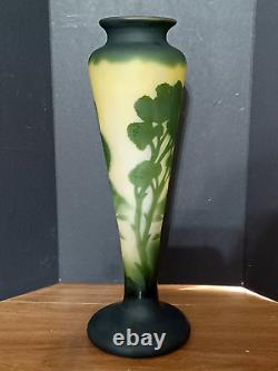 Antique French Art Nouveau LA ROCHERE Cameo Glass Vase, 13.75 high