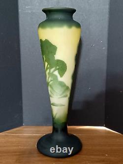 Antique French Art Nouveau LA ROCHERE Cameo Glass Vase, 13.75 high