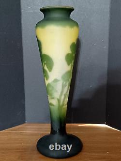 Antique French Art Nouveau LA ROCHERE Cameo Glass Vase, 13.75 high