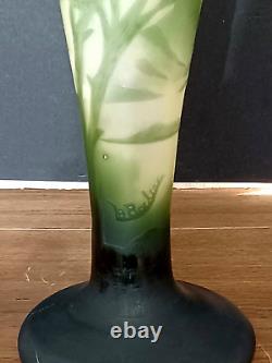 Antique French Art Nouveau LA ROCHERE Cameo Glass Vase, 13.75 high