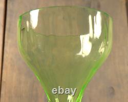 Antique French Art Nouveau Vaseline Glass Epergne Centerpiece Trumpet Vase c1910