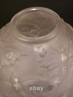 Antique French Art Nouveau Veryls Art Glass Embossed Crystal Butterfly Frosted