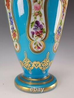 Antique French Baccarat Elegant Overlay Blue to White Opaline Cutback Glass Vase