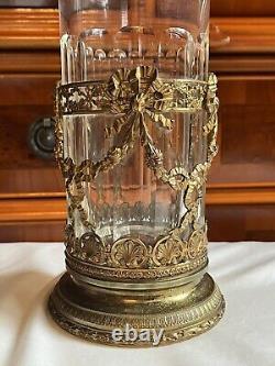 Antique French Baccarat Empire Cut Crystal Ormolu Trumpet Vase WithBronze Base. 11
