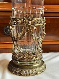 Antique French Baccarat Empire Cut Crystal Ormolu Trumpet Vase WithBronze Base. 11
