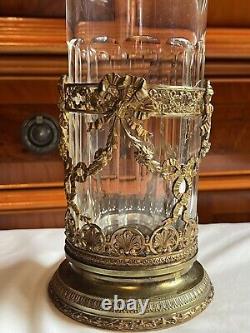 Antique French Baccarat Empire Cut Crystal Ormolu Trumpet Vase WithBronze Base. 11