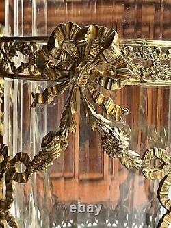Antique French Baccarat Empire Cut Crystal Ormolu Trumpet Vase WithBronze Base. 11