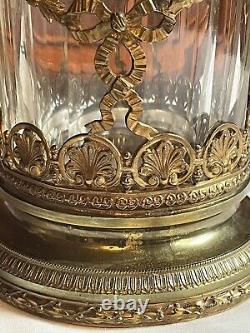 Antique French Baccarat Empire Cut Crystal Ormolu Trumpet Vase WithBronze Base. 11