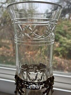 Antique French Baccarat Empire Cut Crystal Ormolu Trumpet Vase WithBronze Base. 11