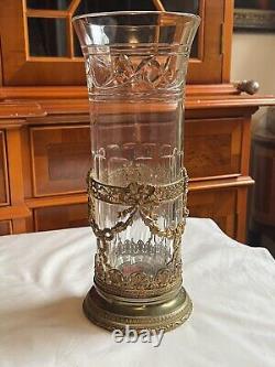 Antique French Baccarat Empire Cut Crystal Ormolu Trumpet Vase WithBronze Base. 11