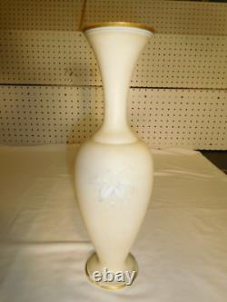 Antique French Beige Opaline Glass TALL 14 Child Praying to God Portrait Vase