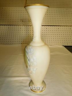 Antique French Beige Opaline Glass TALL 14 Child Praying to God Portrait Vase