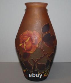 Antique French Cameo Art Glass Vase Mueller Freres Luneville