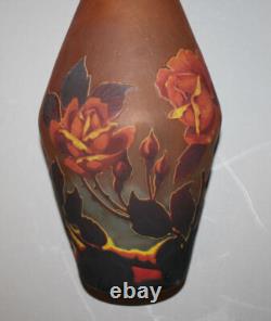 Antique French Cameo Art Glass Vase Mueller Freres Luneville