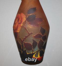 Antique French Cameo Art Glass Vase Mueller Freres Luneville