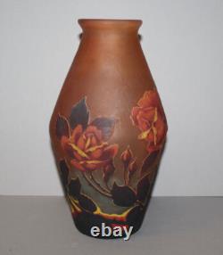 Antique French Cameo Art Glass Vase Mueller Freres Luneville
