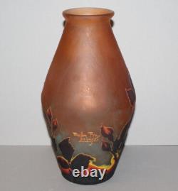 Antique French Cameo Art Glass Vase Mueller Freres Luneville