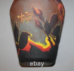 Antique French Cameo Art Glass Vase Mueller Freres Luneville