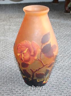 Antique French Cameo Art Glass Vase Mueller Freres Luneville