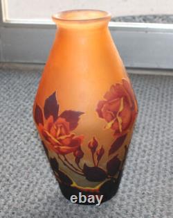 Antique French Cameo Art Glass Vase Mueller Freres Luneville