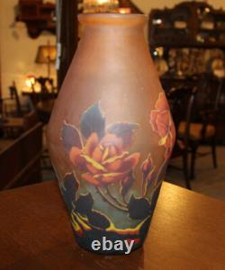 Antique French Cameo Art Glass Vase Mueller Freres Luneville