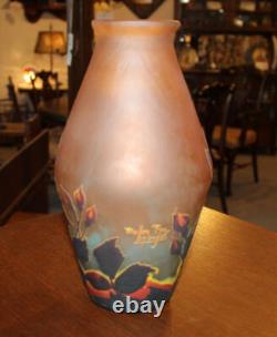 Antique French Cameo Art Glass Vase Mueller Freres Luneville
