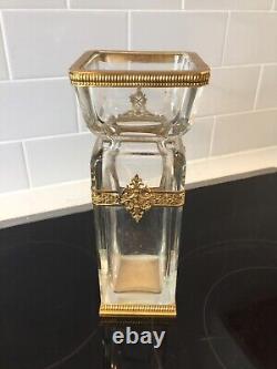 Antique French Cut Glass Dore Ormolu Bronze Mounted Vase