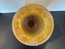 Antique French Daum Nancy Large Art Glass Vase with Dragonfly & Floral Decoration
