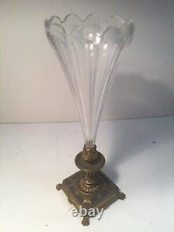 Antique French Early Empire Gilt Bronze / Cut Glass Epergne Vase