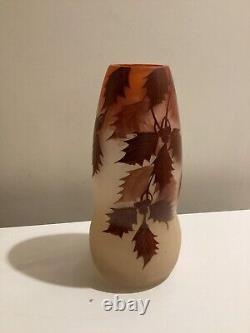 Antique French Ely Enameled Art Glass Vase. Art Nouveau. 8.5. Signed