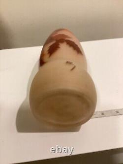 Antique French Ely Enameled Art Glass Vase. Art Nouveau. 8.5. Signed