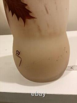 Antique French Ely Enameled Art Glass Vase. Art Nouveau. 8.5. Signed