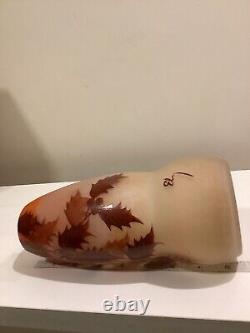 Antique French Ely Enameled Art Glass Vase. Art Nouveau. 8.5. Signed
