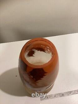 Antique French Ely Enameled Art Glass Vase. Art Nouveau. 8.5. Signed
