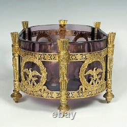 Antique French Empire Gilt Bronze Ormolu Glass Table Centerpiece Jardiniere Bowl