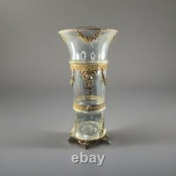 Antique French Empire trumpet vase with bronze and glass