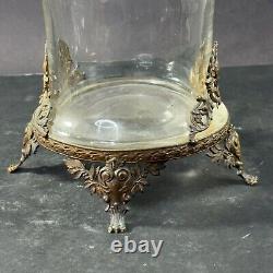 Antique French Empire trumpet vase with bronze and glass