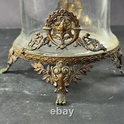 Antique French Empire trumpet vase with bronze and glass