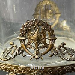 Antique French Empire trumpet vase with bronze and glass