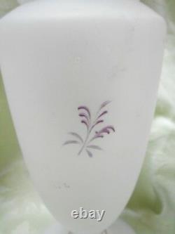 Antique French Enamel Decorated Opaline Art Glass Vase Horseshoe with Beading