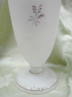 Antique French Enamel Decorated Opaline Art Glass Vase Horseshoe with Beading