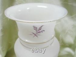 Antique French Enamel Decorated Opaline Art Glass Vase Horseshoe with Beading