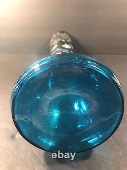 Antique French Enamel Glass Vase/Gold Gilding/France 1925/Hand Painted/Blue/Rose