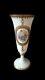 Antique French Enameled Opaline Glass Vase + Gold & Floral Cartouche