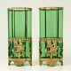 Antique French Gilt Bronze Glass Vases PAIR Ormolu Empire Neoclassical Nymphs