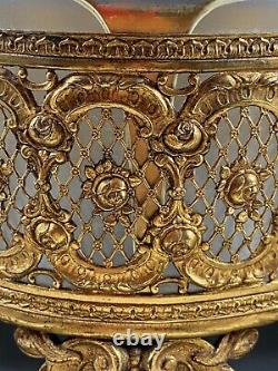 Antique French Gilt Bronze Ormolu Glass Table Centerpiece Bowl Jardiniere