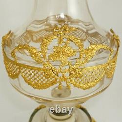 Antique French Gilt Bronze Ormolu Large Glass Baluster Vase Empire Style