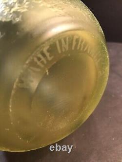 Antique French Glass Vase Signed Legras/ Art Deco/ France C. 1920/ Cameo/ Green