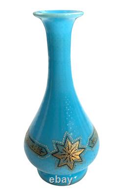 Antique French Gold Gilt Blue Opaline Glass Vase